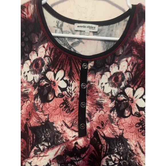 Marie Claire Boutiques Black/Red Floral Pullover Boho Artsy Sweater Size M - Picture 2 of 8
